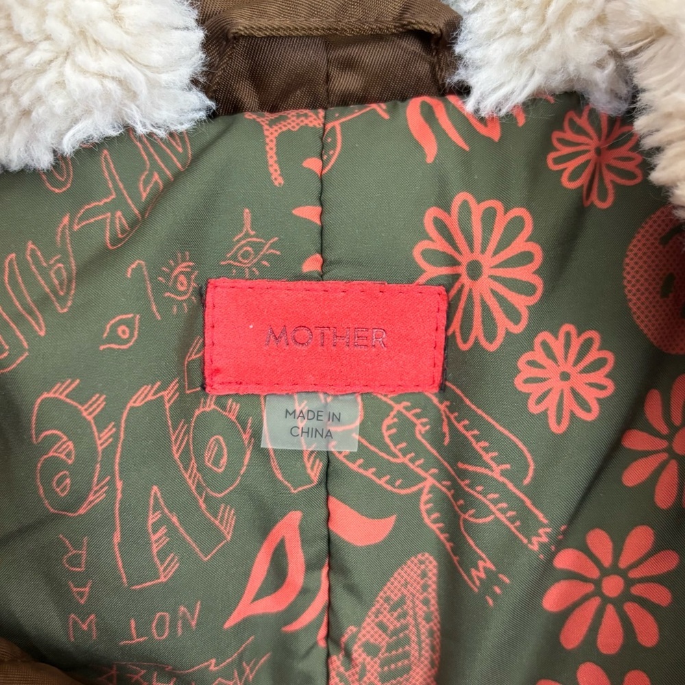 Mother The Puffer Hoodie Size M In Warm Feelings Brown Shearling Bomber Full Zip - Picture 15 of 15
